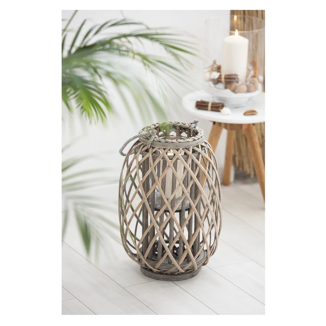 Windlicht - Mit Grauer Weide Ummantelt - Ca. 17 X 41 Cm - Image 2