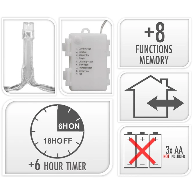 24er LED-Lichterkette - Ca. 1,80 M - Warmweiß - Image 3