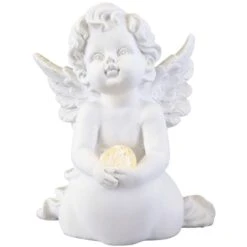 Putte Mit LED-Ball - Aus Polyresin - 10 X 9 X 13 Cm - 1 Stück