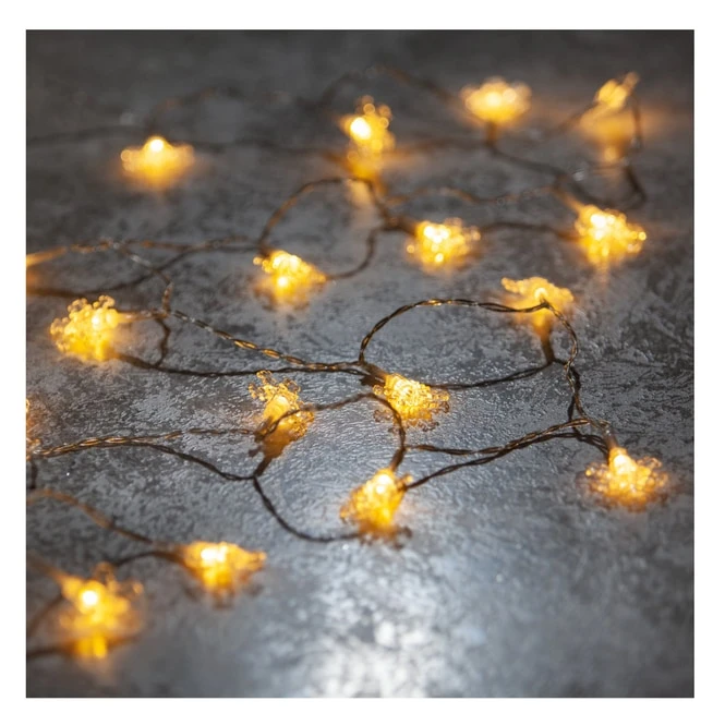 20er LED-Lichterkette - Schneeflocken - 220 Cm