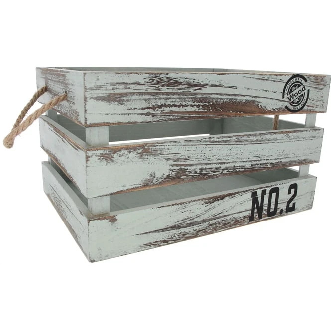 Dekokiste - Aus Holz - Größe M - Grün/antik