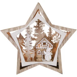 LED-Stern - Aus Holz - Ø = Ca. 30,5 Cm