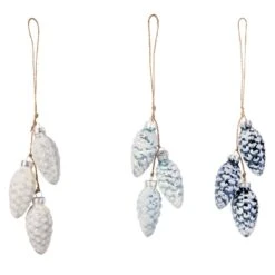 3 Dekohänger - Tannenzapfen - Aus Glas - 1 Set