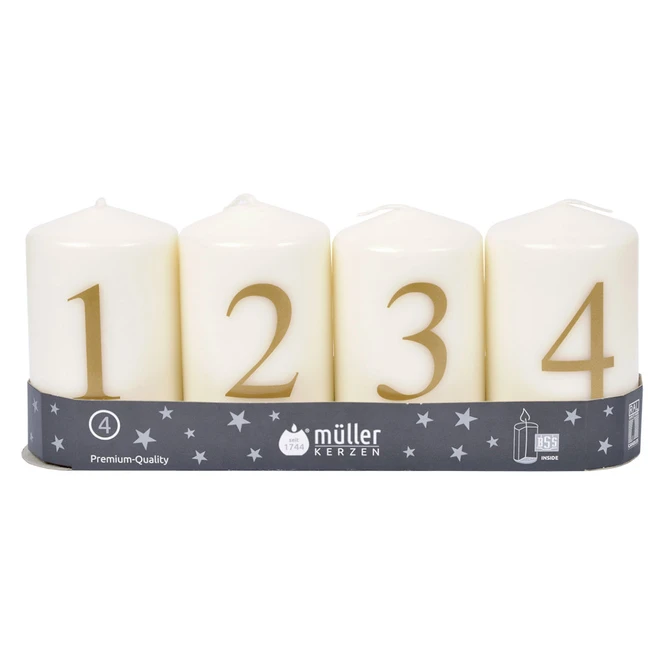 Stumpenkerzen - Zahlen - Ca. 5,5 X 9 Cm - Creme