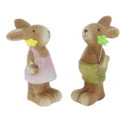 Hase Stehend Mit Blume - Aus Terrakotta - Ca. 7 X 4 X 10 Cm - 1 Stück