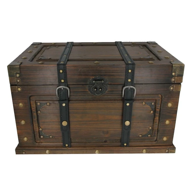 Truhe - L - Dunkelbraun - Aus Holz - Ca. 61 X 37 X 35 Cm