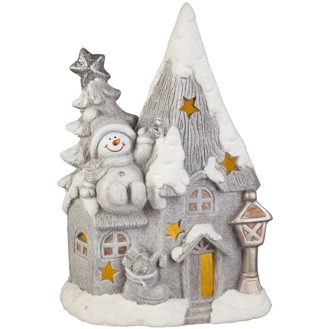 LED-Haus - Aus Magnesia - Ca. 38 X 17,5 X 41 Cm