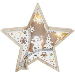 LED-Standdeko - Stern - Aus Holz - Ca. 27,5 X 4,5 X 26 Cm
