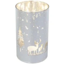 LED-Zylinder - Rentiere - Aus Glas - Ca. 9 X 15 Cm
