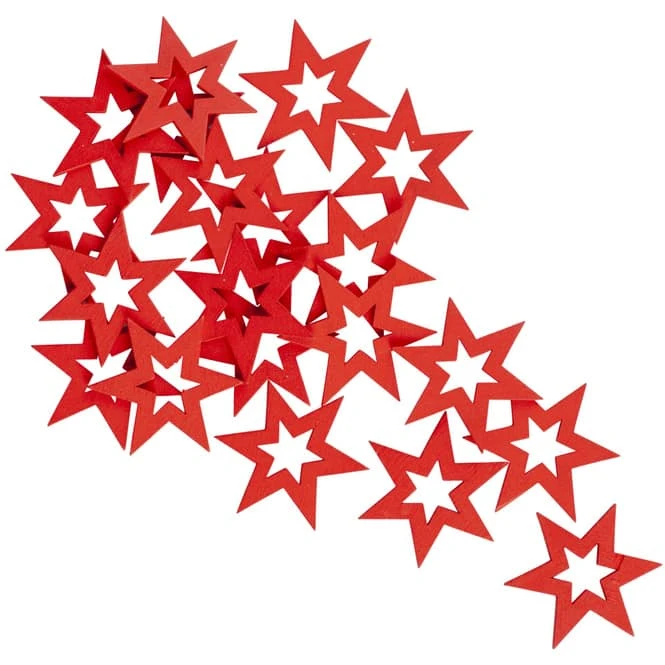 Streudeko - Sterne - Aus Holz - Ø = Ca. 6 Cm - 20 Stück