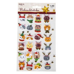 Weihnachtssticker - Katzen - 24 Stück