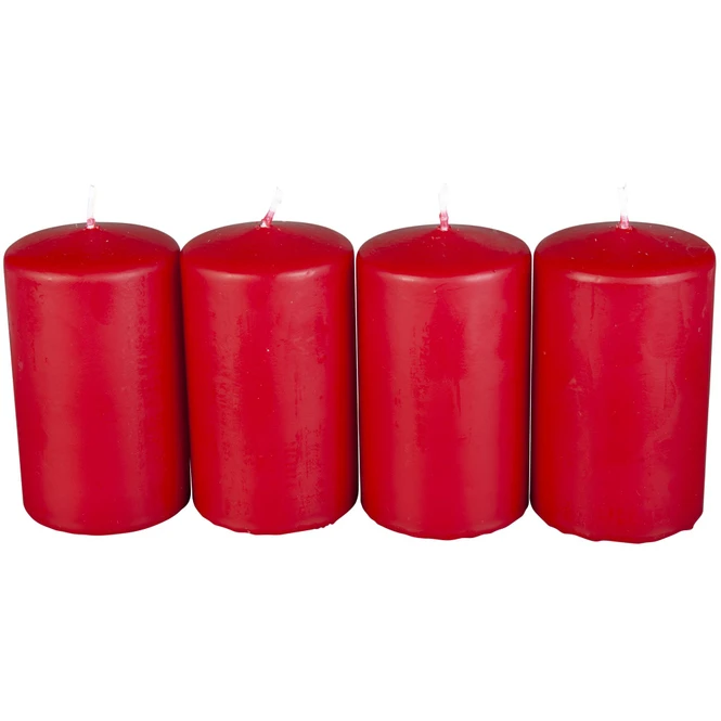 Stumpenkerzen - Ca. 6 X 10 Cm - 4 Stück - Kaminrot
