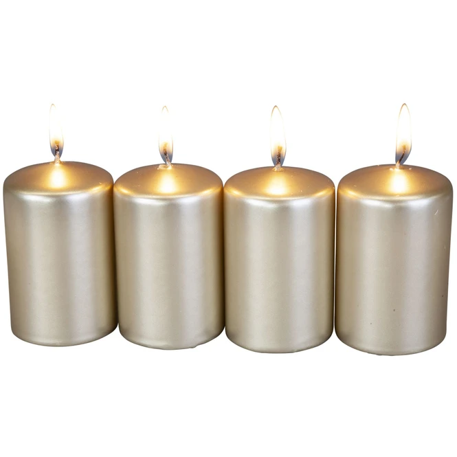 Stumpenkerzen - Ca. 5 X 8 Cm - 4 StĂŒck - Gold