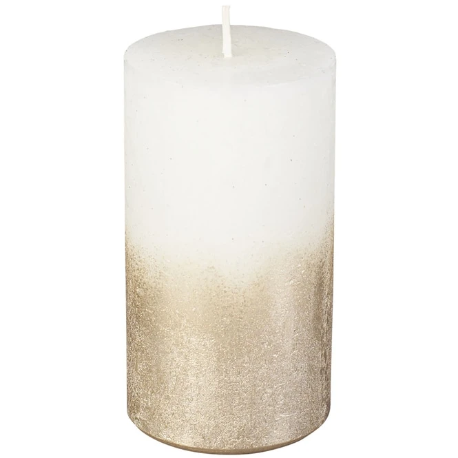 Stumpenkerze - Levi - Ca. 6 X 11 Cm - Weiß/gold - Image 2