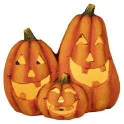 LED-Windlicht - Kürbisse - Aus Magnesia - Ca. 35 X 24,5 X 32 Cm