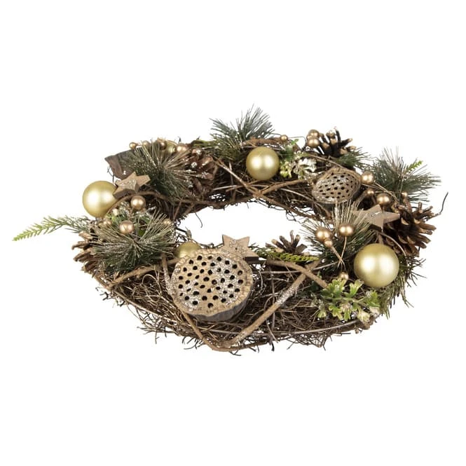 Dekokranz - Aus Holz - Ă = Ca. 34 Cm - Gold