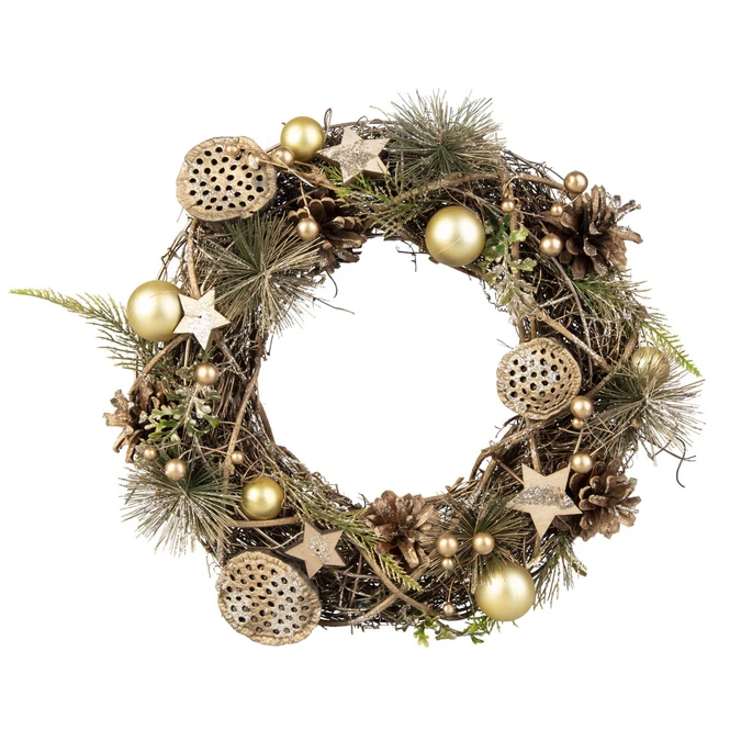 Dekokranz - Aus Holz - Ă = Ca. 34 Cm - Gold - Image 2