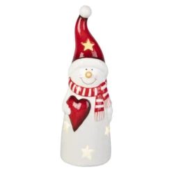 LED-Schneemann - Aus Dolomit - Ca. 6 X 6 X 18,5 Cm