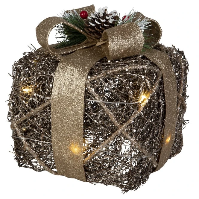 LED-Geschenkpäckchen - Aus Rattan - Verschiedene Größen