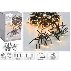 576er LED Cluster-Lichterkette - Ca. 4 M - Warmweiß