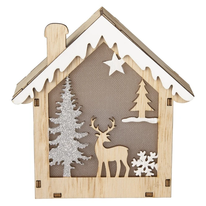LED-Haus - Aus Holz - Ca. 13 X 4,5 X 13,5 Cm