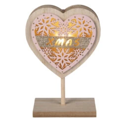 LED-Standdeko - Herz - Aus Holz - Ca. 10 X 5 X 16 Cm