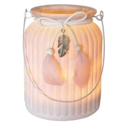 Windlicht - Federn - Aus Glas - Ca. 11 X 14,5 Cm