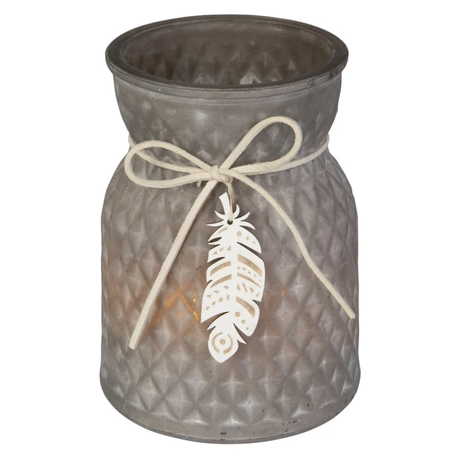 Teelichtglas - Feder - Ca. 10 X 12,5 Cm