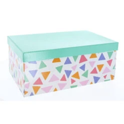 Geschenkbox - L - Dreiecke Mint - Aus Papier - Ca. 28 X 18,5 X 11,5 Cm