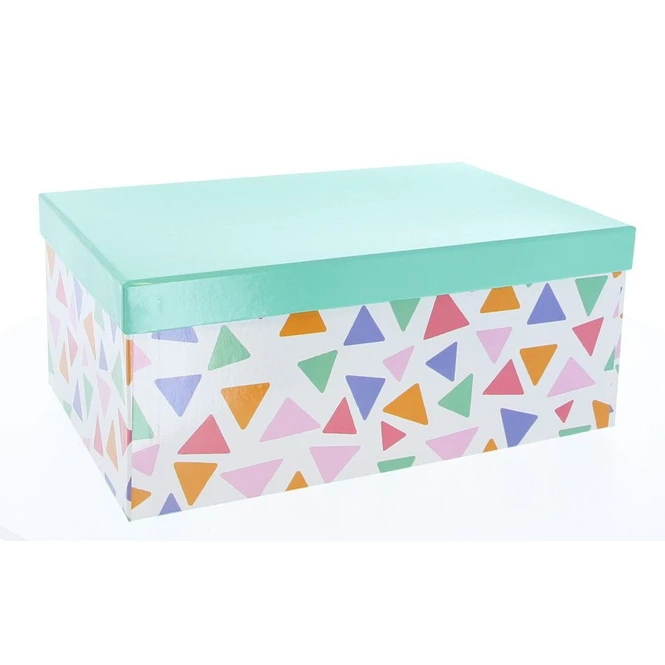 Geschenkbox - L - Dreiecke Mint - Aus Papier - Ca. 28 X 18,5 X 11,5 Cm