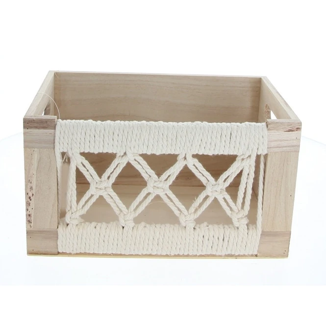Box - Geflochtene Seiten - Aus Holz - Ca. 25 X 15 X 14 Cm