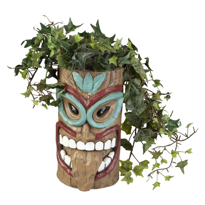 Pflanzgefäß - Totem-Gesicht - Aus Magnesia - Ca. 15,5 X 14,5 X 25,5 Cm - Image 2