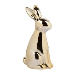 Hase Sitzend - Aus Keramik - Gold - Ca. 7 X 5,5 X 15 Cm