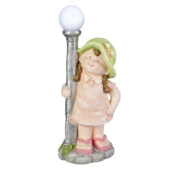 Dekokind Mit LED-Laterne - Aus Magnesia - Ca. 23,5 X 19 X 54 Cm