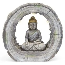 LED-Buddha - Aus Magnesia - Ca. 40 X 14 X 39 Cm