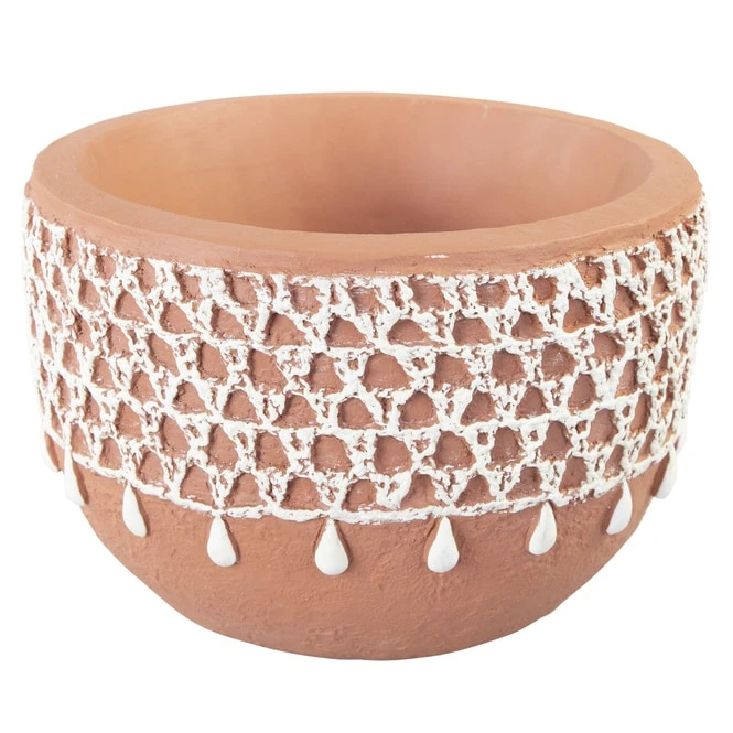 Pflanzgefäß - Boho - Aus Magnesia - Ca. 33 X 33 X 21 Cm - Braun/weiß - Image 2