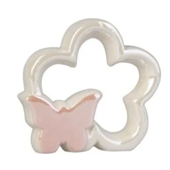 Blumensilhouette Mit Schmetterling - Aus Dolomit - Ca. 12 X 3,5 X 11 Cm