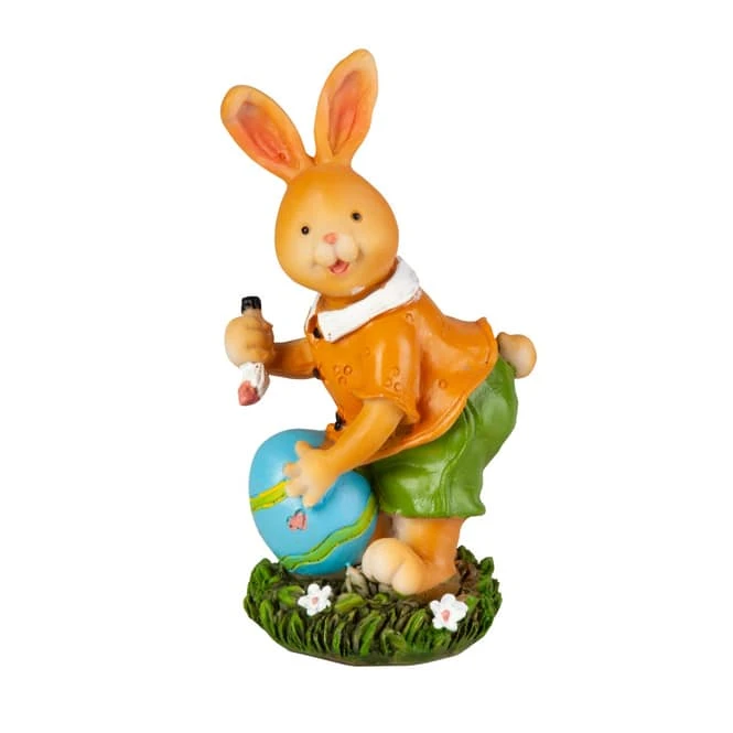 Hase Mit Osterei - Aus Polyresin - Ca. 6,5 X 5,5 X 12 Cm