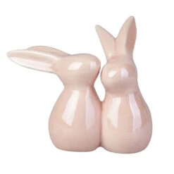 Hasenpaar - Rosa - Aus Keramik - Ca. 10 X 5,5 X 9,5 Cm
