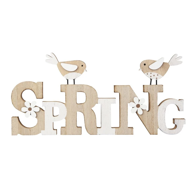 Schriftzug - Spring - Aus Holz - Ca. 30 X 2 X 13,5 Cm