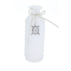 Vase Mit Schildkröte - Weiß - Aus Glas - Ca. 5,5 X 16,5 Cm