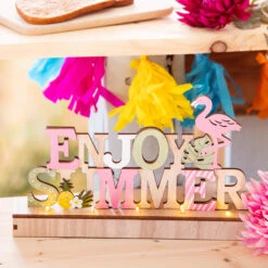 LED-Schriftzug - Enjoy Summer - Aus Holz - Ca. 30 X 5 X 18 Cm