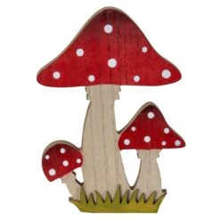 Pilze - Aus Holz - Ca. 12 X 2 X 18 Cm - Rot