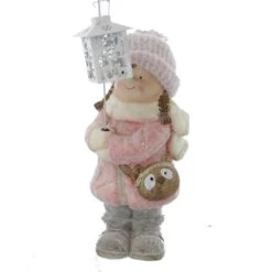 Winterkind Mit LED Laterne - Aus Magnesia - Ca. 20 X 17 X 41/47,5 Cm