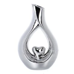 Vase Tropfensilhouette Silber - Ca. 16 X 6 X 25 Cm