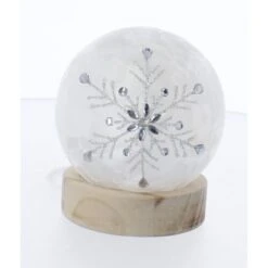 Kugel - Schneeflocke Mit LED - Ca. 10 X 10 X 9 Cm