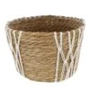 Korb Mit Makramee-Verzierung - Aus Naturgras - Ca. 24 X 17 Cm