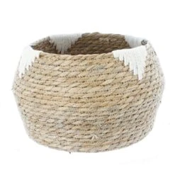 Korb Mit Dreieckmuster - Aus Naturgras - Ca. 25 X 18 Cm