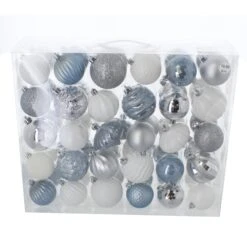 Christbaumkugeln Blau-Silber-Mix - Bruchfest - 7 Cm - 60 Stück