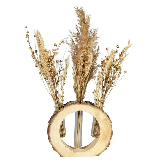 Baumring Mit 3 Vasen - Aus Holz - Ca. 17 Cm